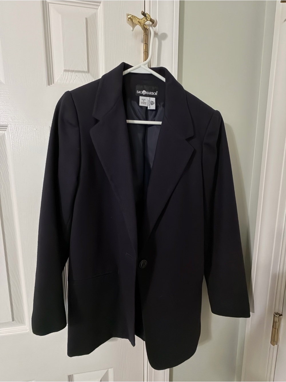 Sag Harbor Women's Navy Blue Single-Button Blazer